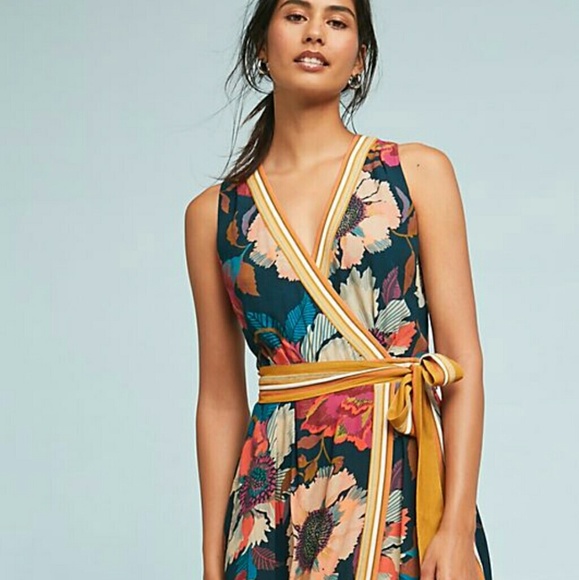 anthropologie botanica wrap dress